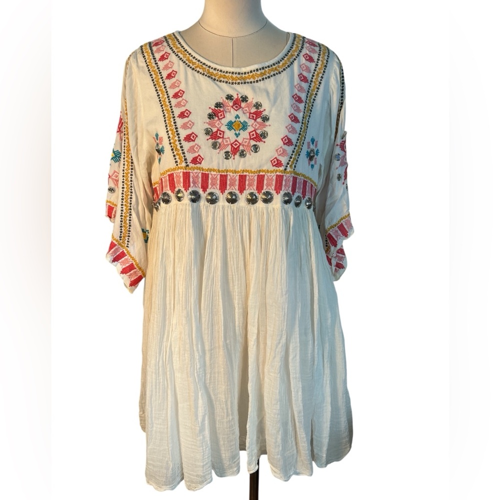 Nina Kaufmann embroidered bohemian gauze dress